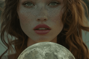 Vrouw met volle maan als symbool voor volle maan meditatie en maanenergie