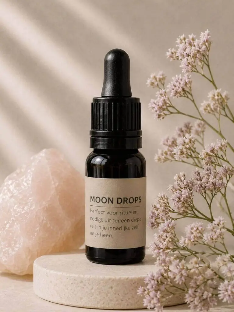Moon Drops plantaardige tinctuur met droogbloemen voor vrouwelijke cyclus en hormonale balans